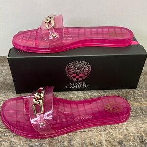 NEW Vince Camuto EVOLET Translucent Jelly Sandals -Raspberry Magenta Size 10